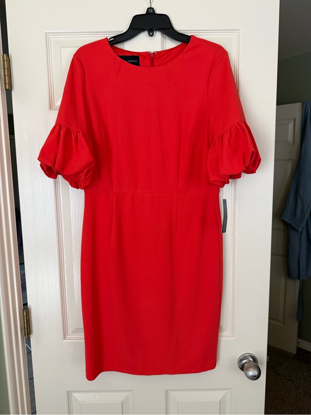 Donna Morgan Scarlett Red Puff-Sleeve Mini Cocktail Dress Size 12 NWT